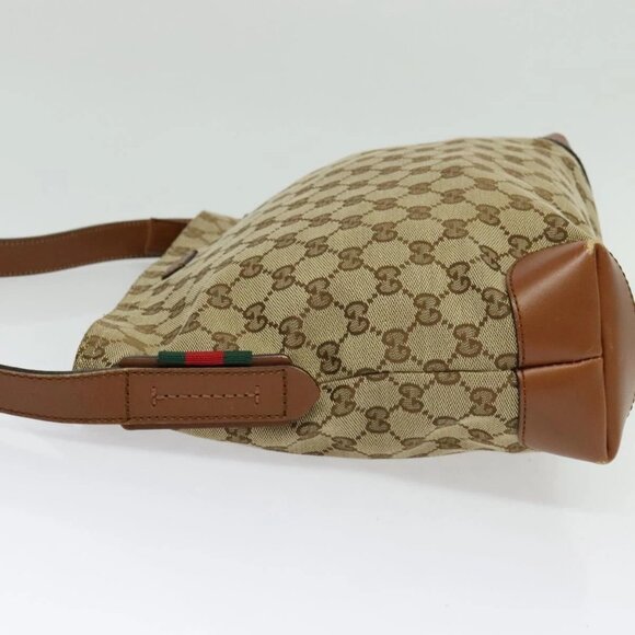 GUCCI GG Canvas Web Sherry Line Shoulder Bag Beige Gold - Picture 4 of 15